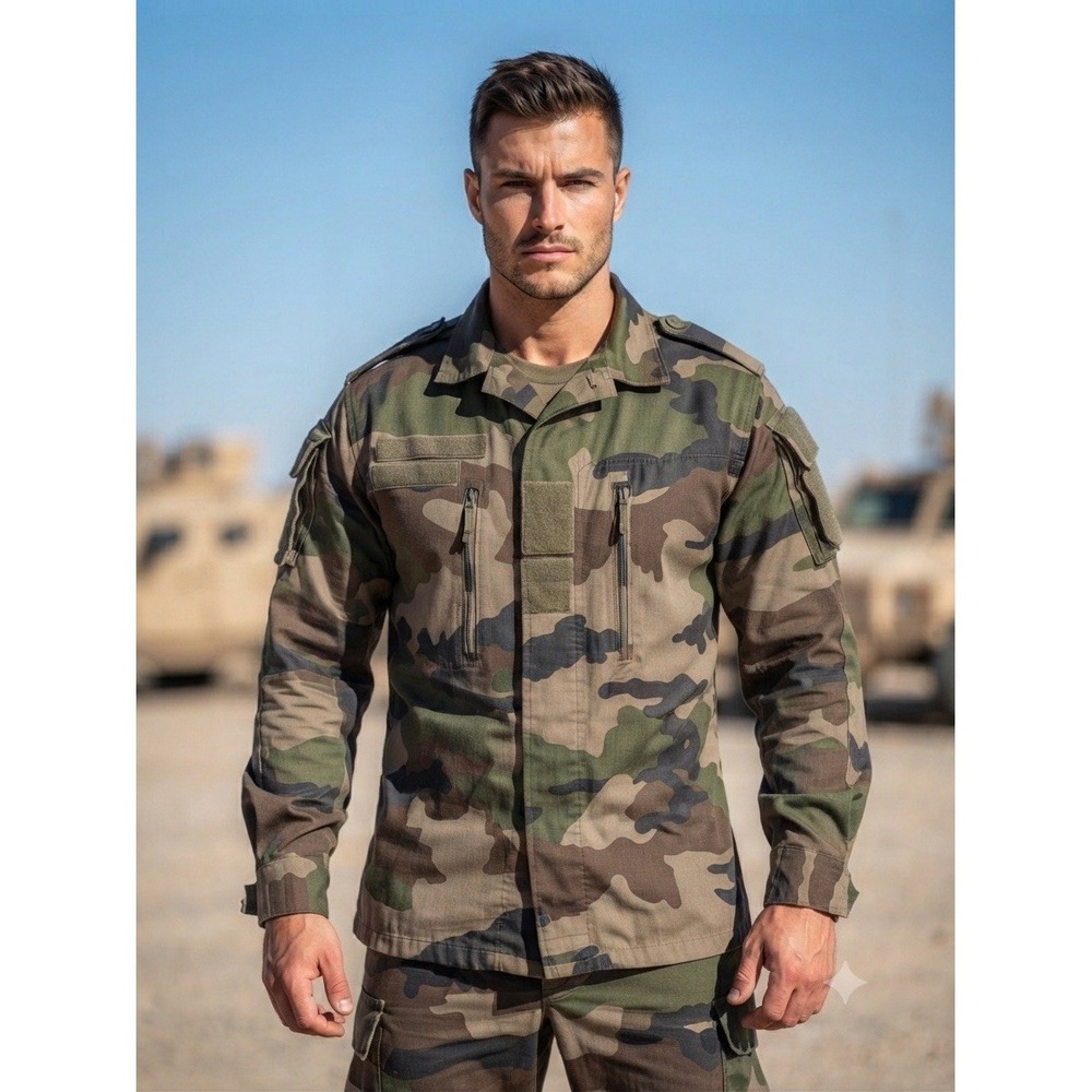 Y2K Fecsa Madrid Military Camouflage Field Jacket Size L Tactical Combat Uniform